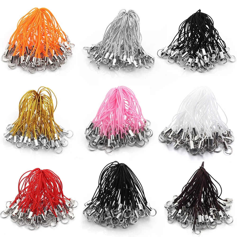 50pcs/lot Hand Wrist Lanyard String Short Grip Lanyard Mobile Phone Strap for USB Flash Drive Keychain ID Badge Holder DIY