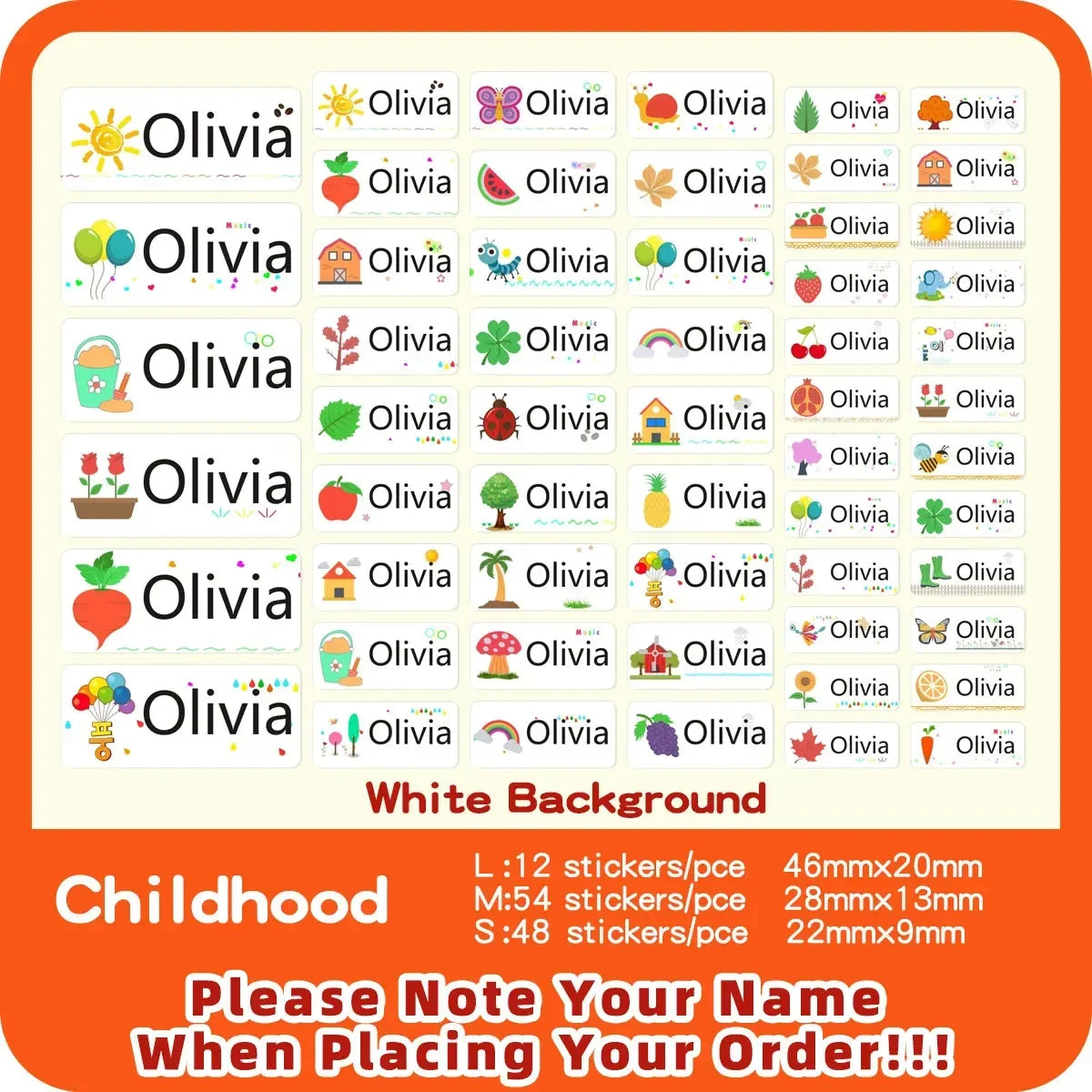 Multi Size Name Sticker Personlized First Name Waterproof Tag Custom Labels for Children Personal Scrapbook Kids School Label