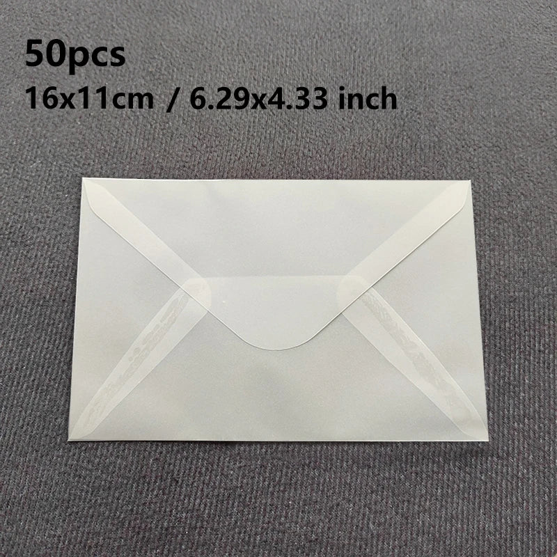 50pcs/lot Blank Translucent Envelope for Invitations Postcards European Giftbox Message Card Envelopes Wedding Business Letters