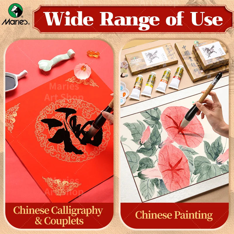 Marie's 6 Sizes  Chinese Large Calligraphy Brushes,Paintbeushes for Watercolor,Chinese Painting for Artists Hobbists
