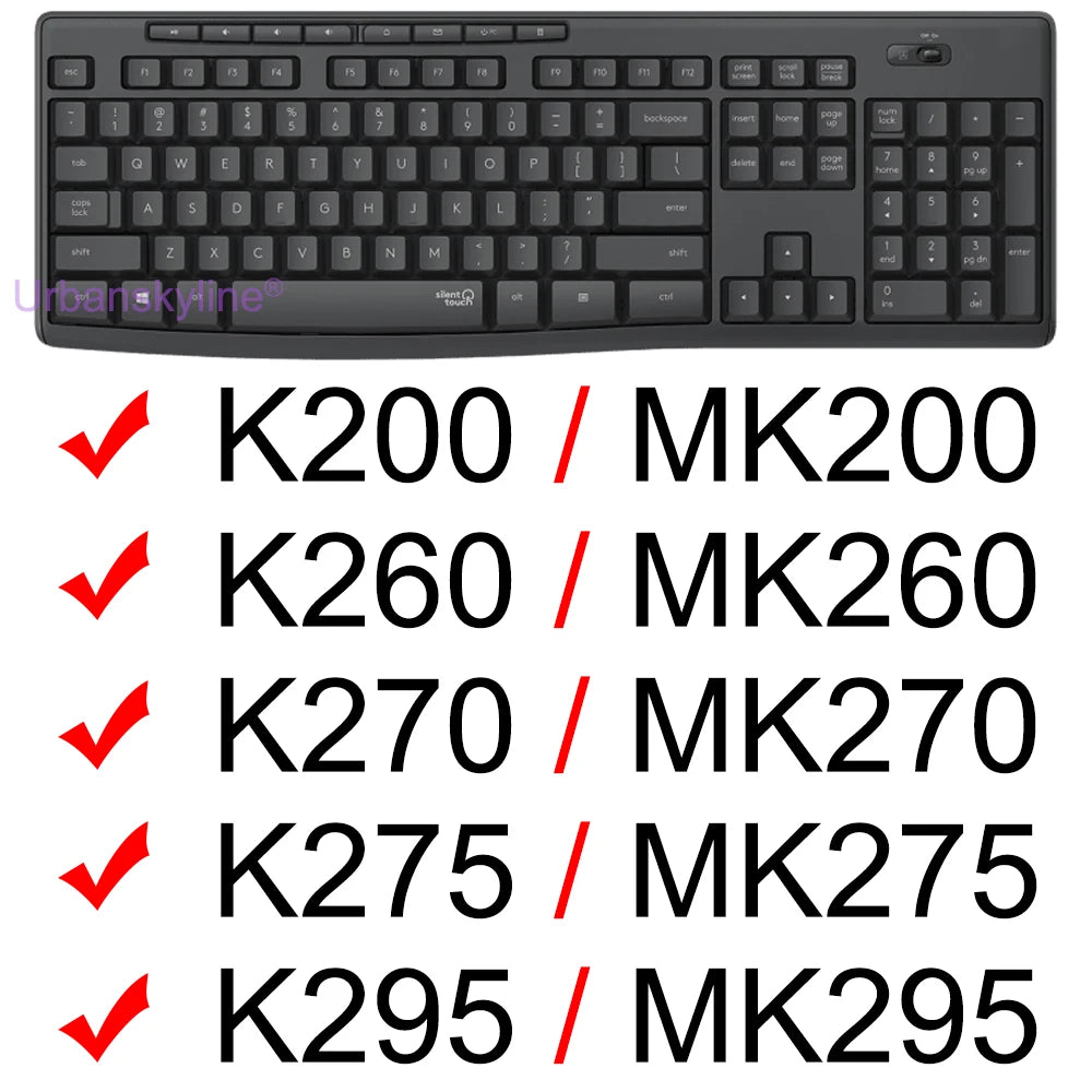Keyboard Cover for Logitech K200 K260 K270 K275 K295 MK200 MK260 MK270 MK275 MK295 Silicone Protector Skin Case Film Clear Black