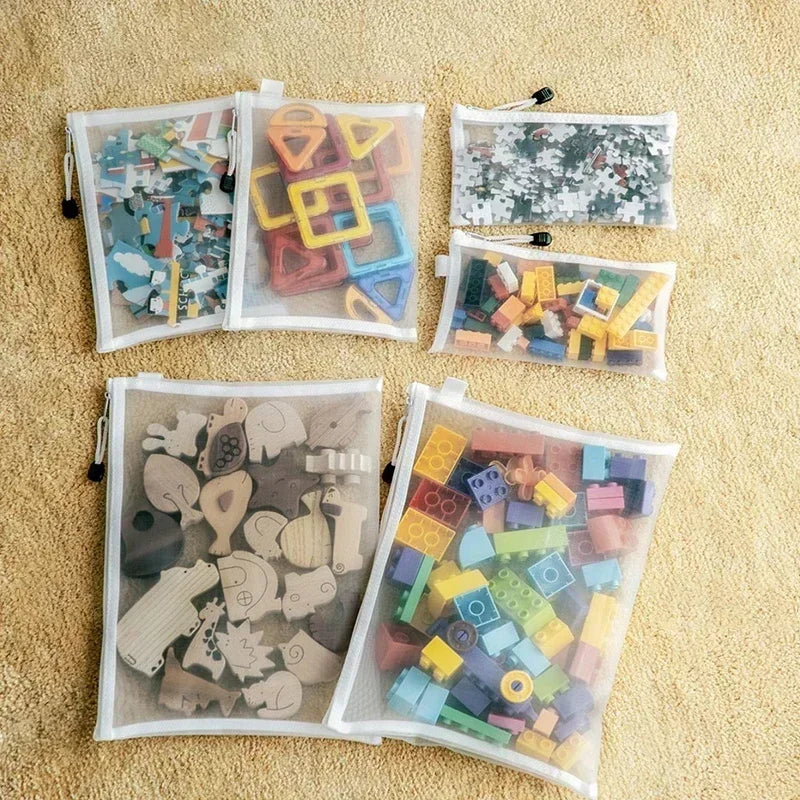 1/3/6PCS Storage Bag Mesh ZipperToy Building Block Puzzle Sub-package Children Particle Zipper Transparent Finishing Storage