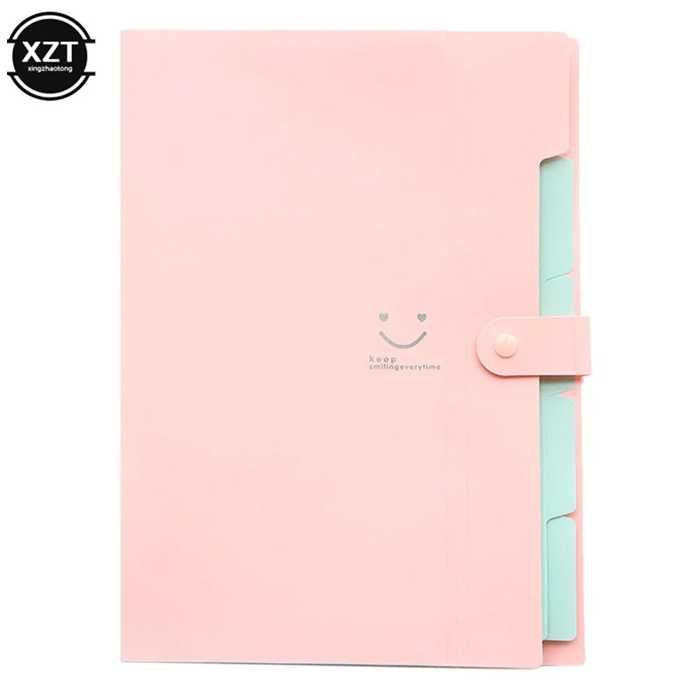A4 Organ Folder 5 Layers Macaron Colors File Manager Storage Simple Folder for Student School and Office Stationery Supplies