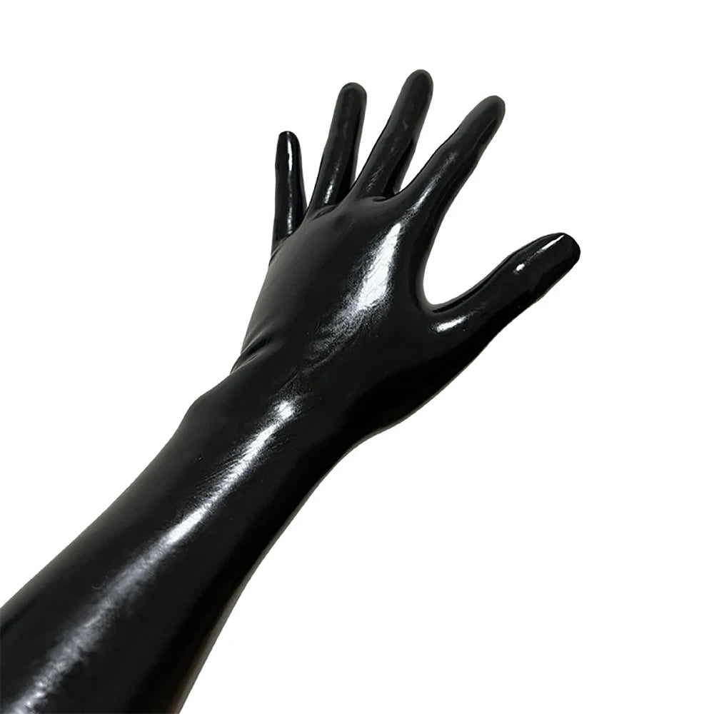 Red Latex Long Gloves Opera Latex Moulded Rubber Gloves Club wear Costumes