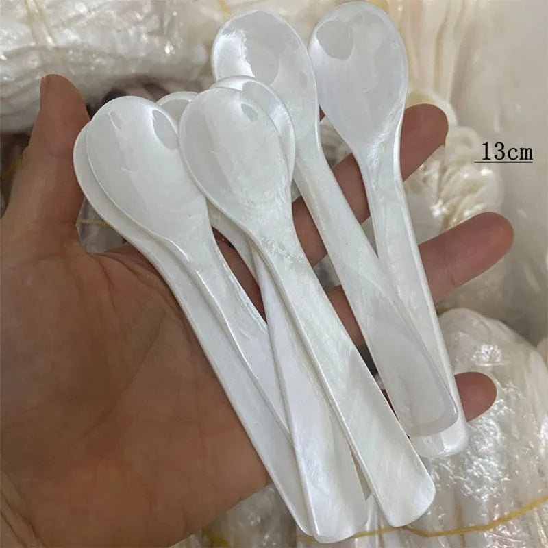 Kitchen Tools 9-13CM Natural Shell Ice Spoon Cream Coffee Caviar Spoon Mother of Pearl Seashells Stirring Spoons Teaspoon Crafts