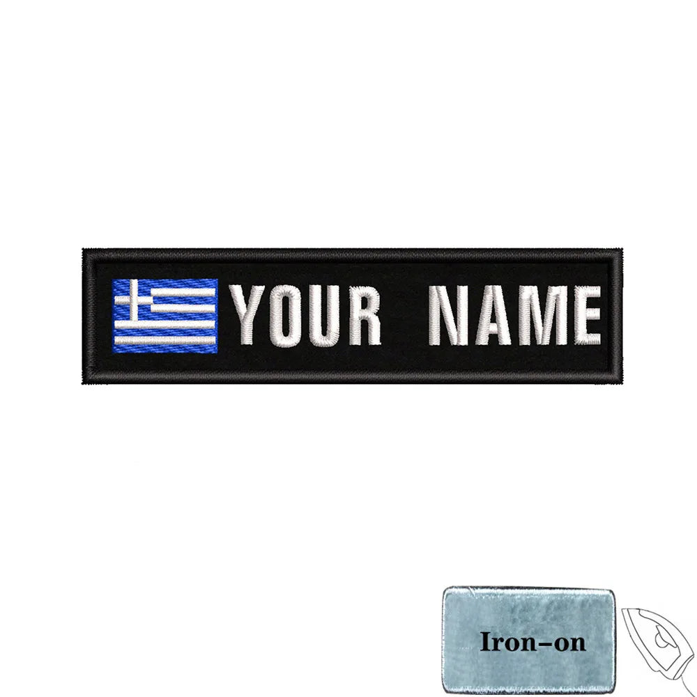 1PC 10cmX2.5cm Custom Name Flag Patch Stripes Badge Iron On Or Hook Loop Estonia Austria Bulgaria Hungary Romanian Ireland