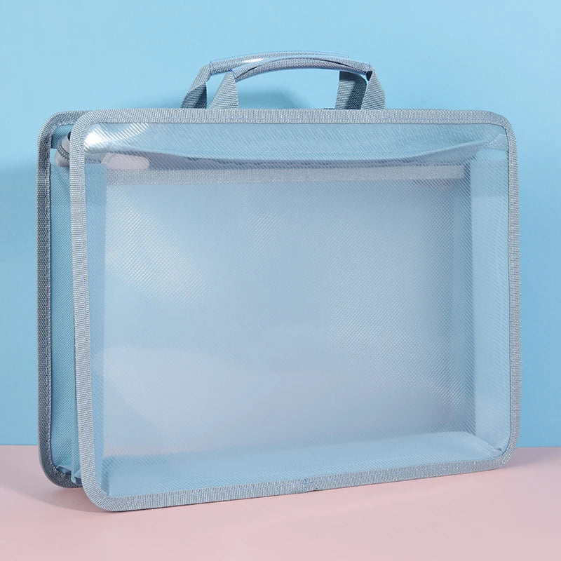 Transparent A4 Handbag Six Colors Large Capacity Waterproof Documents Students Business Portable Bag