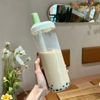 500/800ML Large-capacity Straw Cup, Food-grade Transparent PP Material,Portable Ins Style Water Cup, Juice Milk Tea Cup