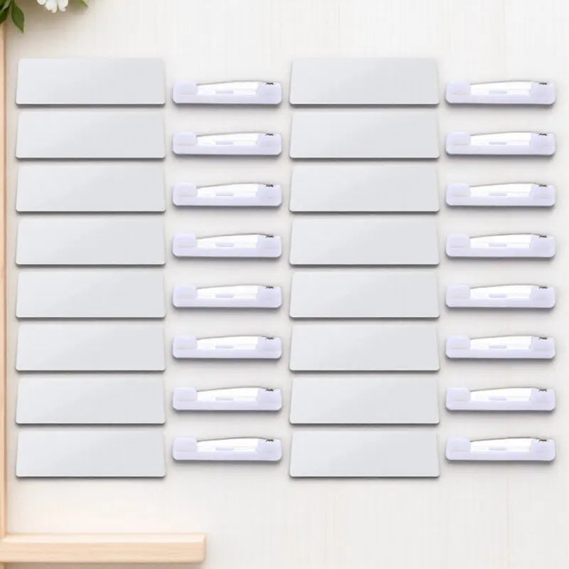 16pcs Name Badge Blank Id Badges Diy Sublimation Pin Back Office Workers Student Reusable Magnetic Tag Hard Board Craft Supply