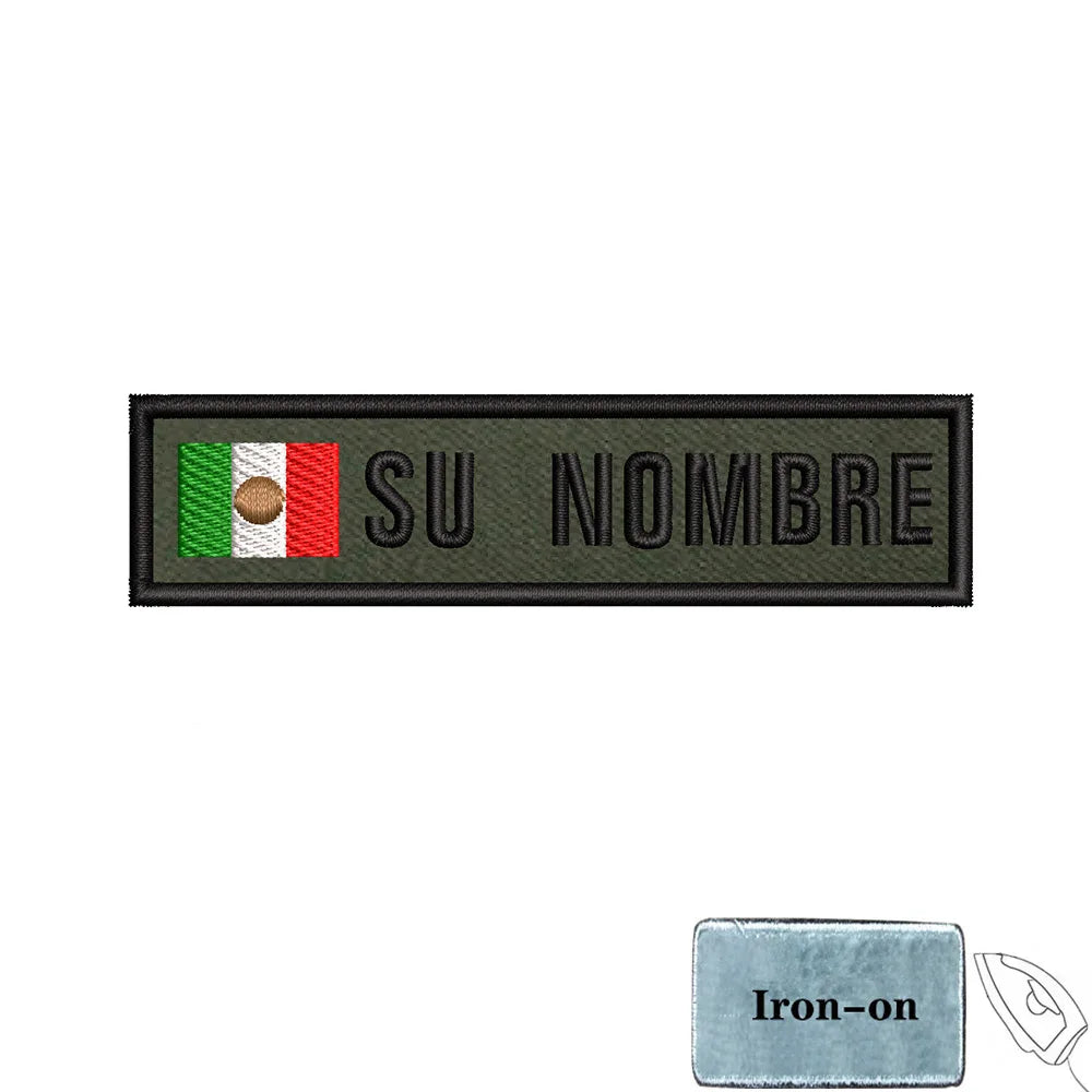 1PC 10cmX2.5cm Custom Name Flag Patch Stripes Badge Iron On Or Hook Loop Armband Germany Luxembourg Armenia Serbia green