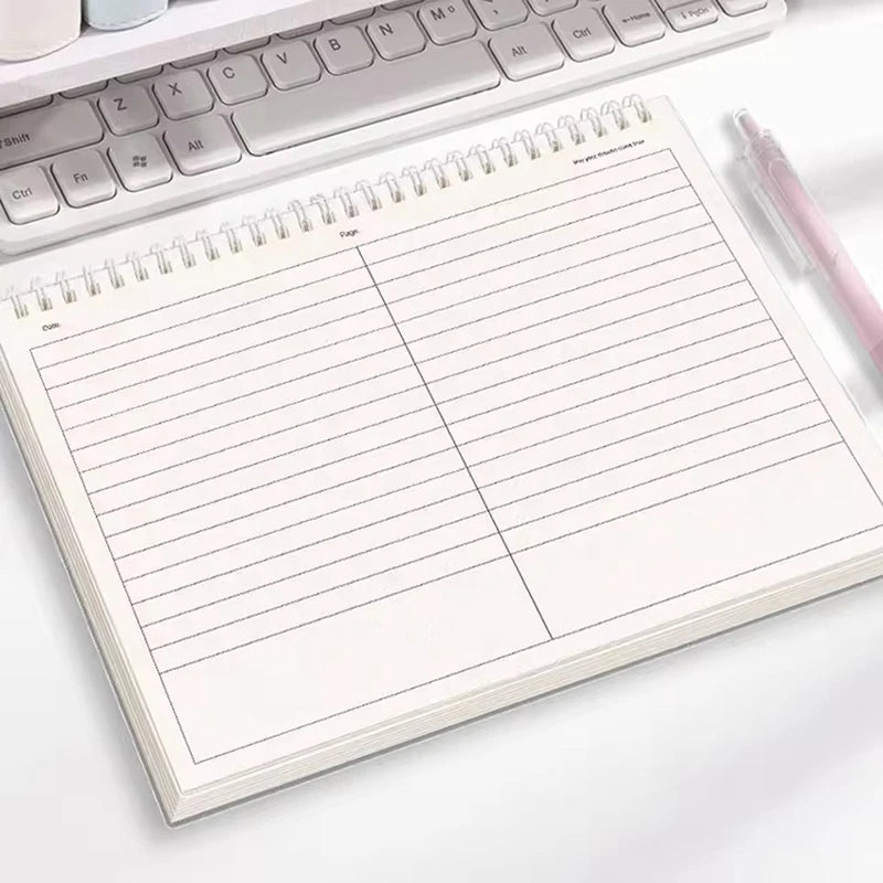 60 Sheets/120 Pages Coil Notebook Notepad Grid/Horizontal Lines Partition Design B5 Notebooks Office School Stationery Supplies