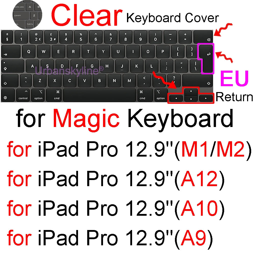 Keyboard Cover for iPad Pro 13 M4 12.9 Magic Keyboard Air 11 M3 10 10.5 10.9 M2 M1 Smart Case Folio Silicone Protector Skin TPU