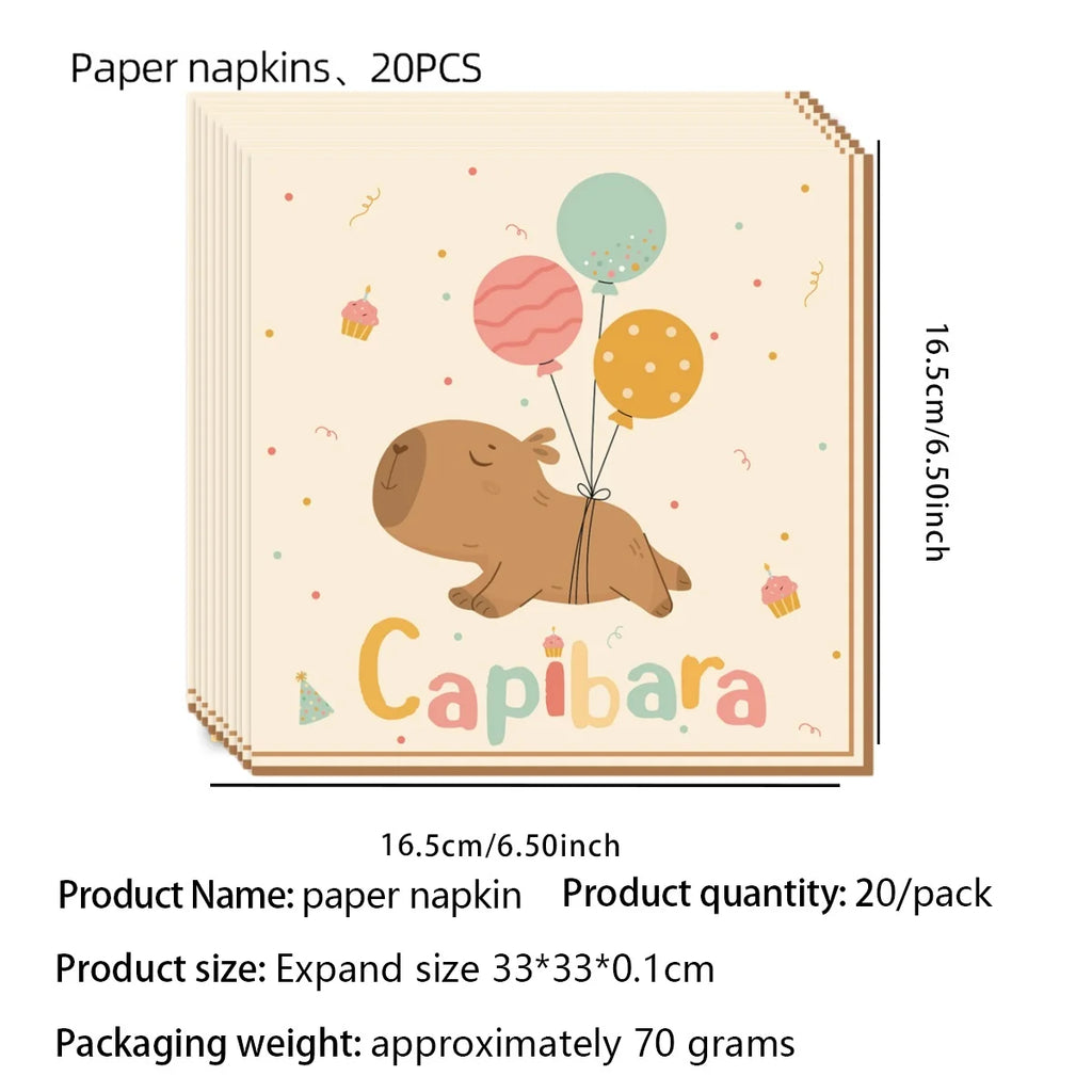Capybara Party Theme Decoration Capybara Birthday Napkins Tablecloth Cup Plate Baby Shower Capybara Birthday Girl Party Favor
