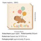 Capybara Party Theme Decoration Capybara Birthday Napkins Tablecloth Cup Plate Baby Shower Capybara Birthday Girl Party Favor