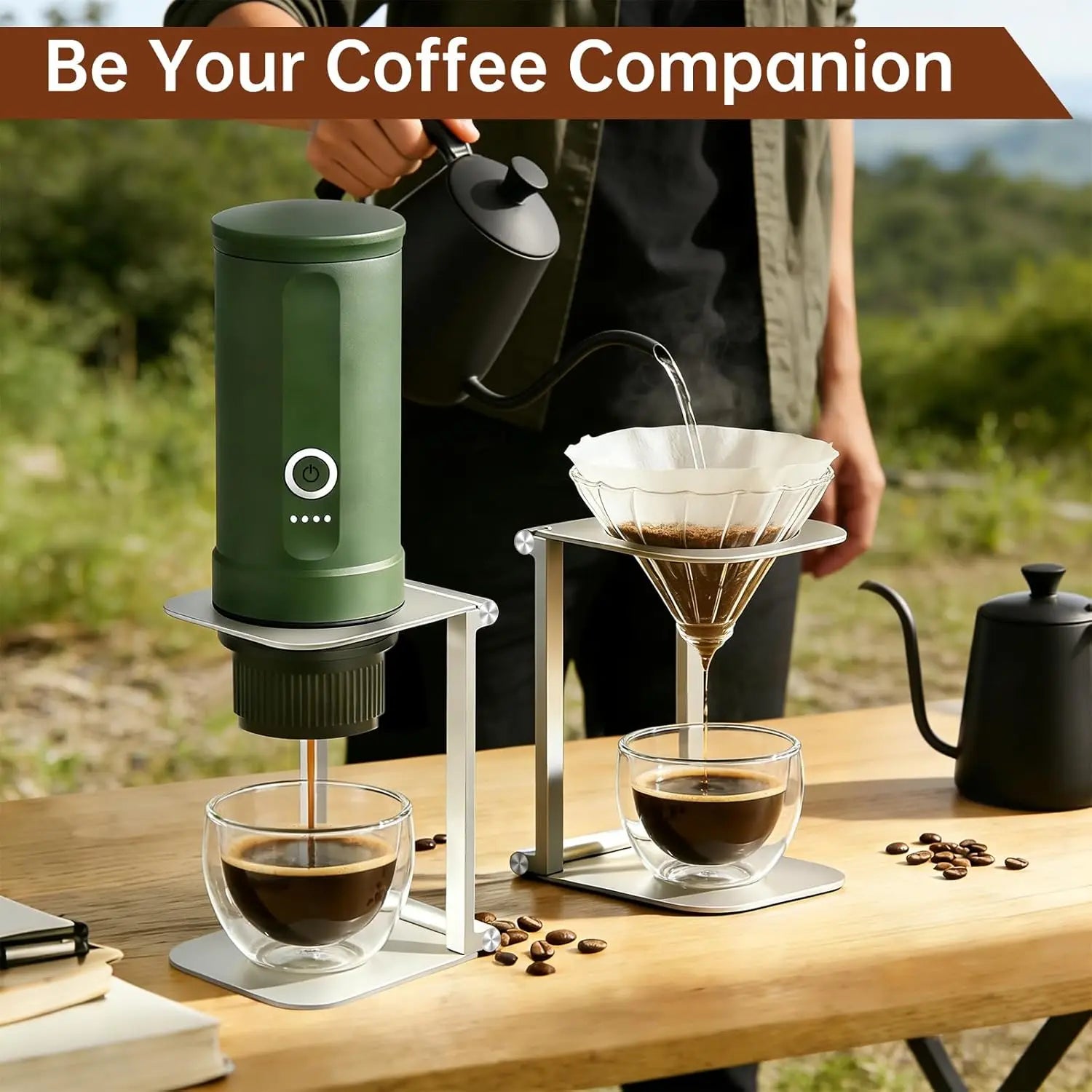 Foldable Coffee Aluminum Alloy Back Pillow for Couples Foam Wireless Electric Portable Espresso Drip Holder Support Backrest
