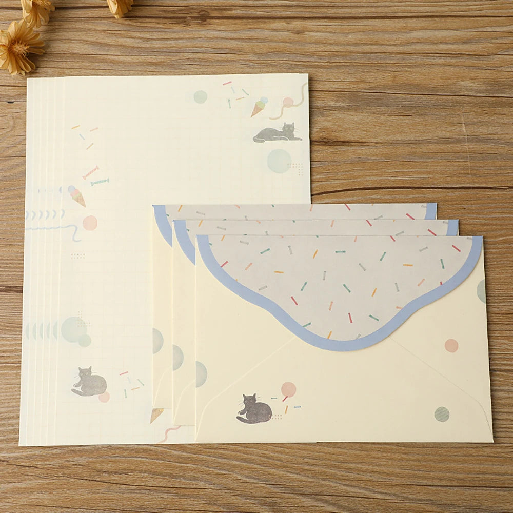 Creative and Beautiful Japanese Graffiti Letter Wholesale Exquisite Cute Cat Set Small Envelope