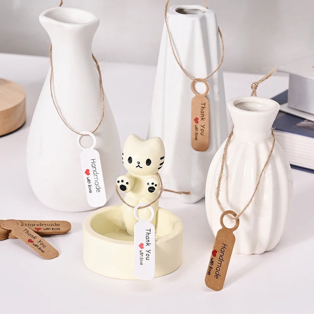 Kraft Paper Tags With Strings Handmade With Hang Garment Tags For Jewelry Crafts Price Candy/Gift/Cookies Display Label Card