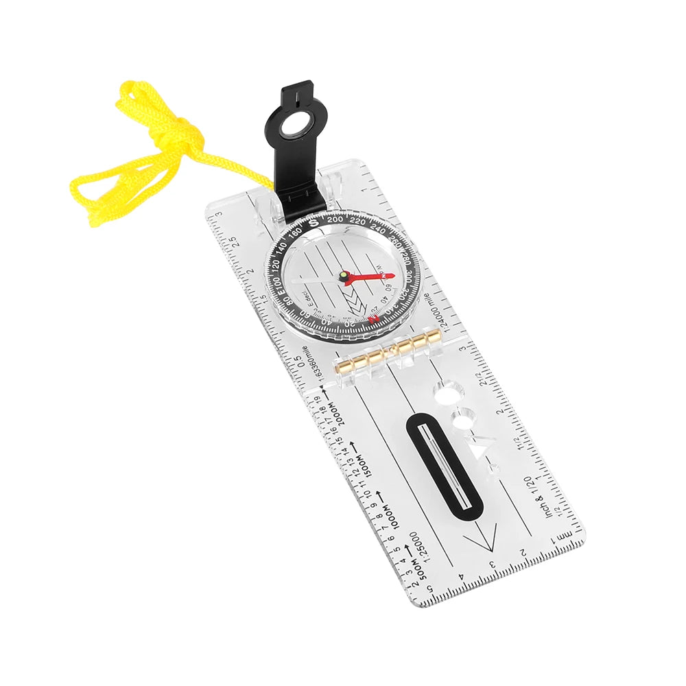 Compass Map Scale Ruler Multifunctional Survival Guiding Tool Folding Drawing waterproof for Outdoor Hiking Camping Survival