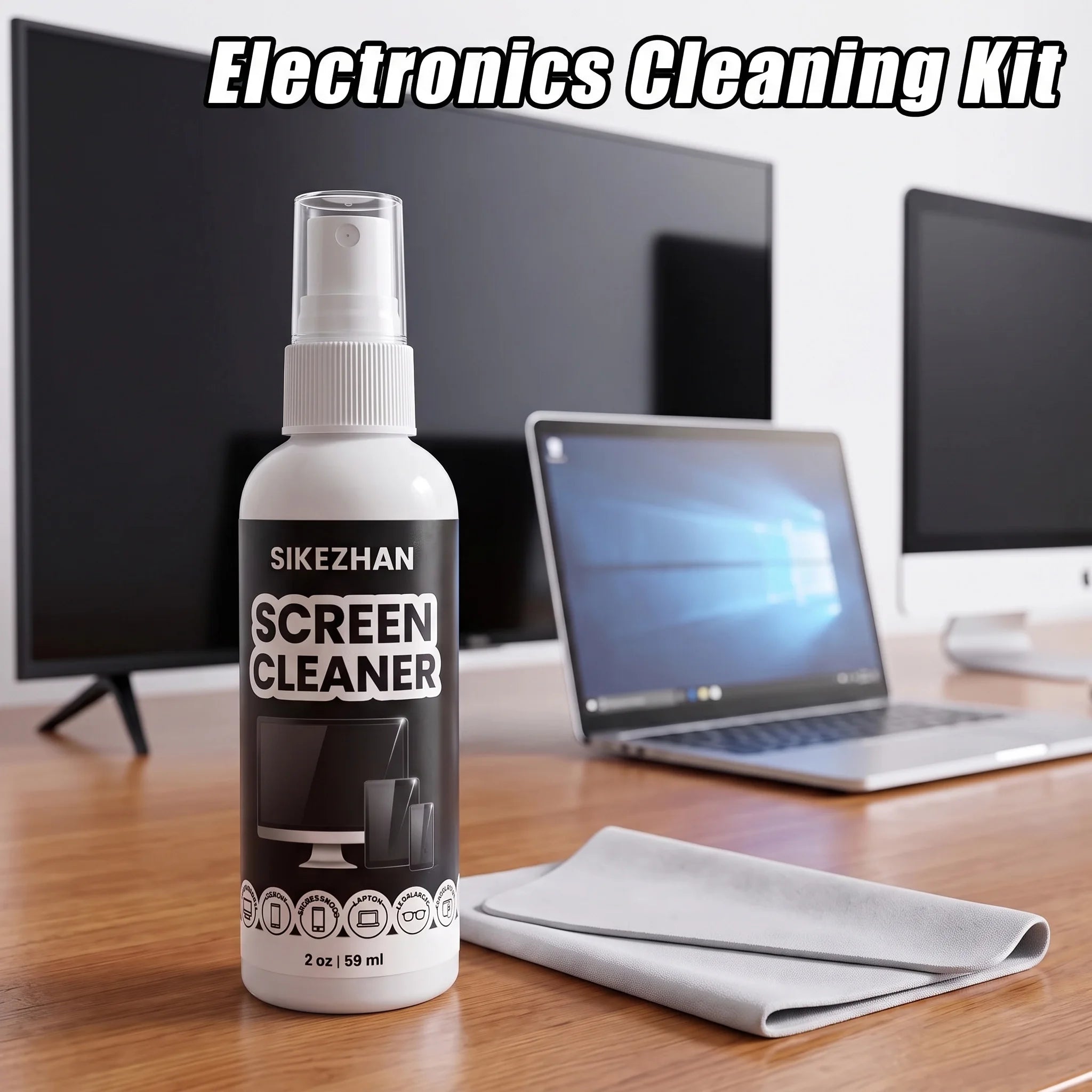 Screen Cleaner Kit Spray with Microfiber Polishing Cloth Streak Free Cleaning Solution for MacBook iPad Laptop TV Display