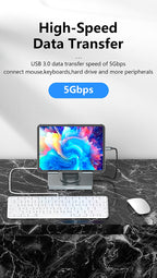 Blueendless Ipad Stand USB C Hub 4K 60HZ HD Type-C 100W PD SD/TF Slot Reader USB 3.0 5Gbps 9 In 1 Type-C Hub Ipad Holder