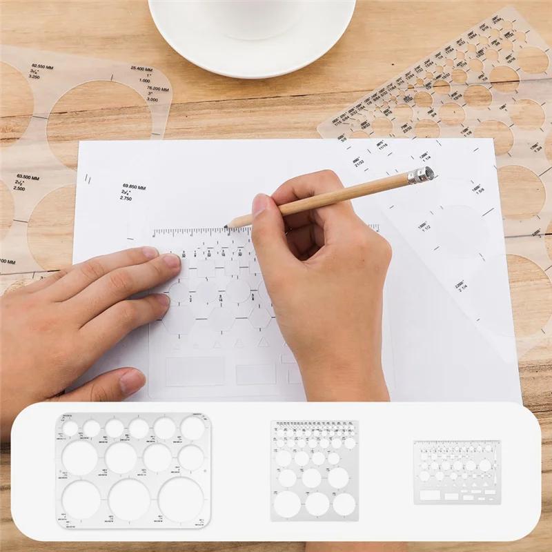 J1UL1N 3Pcs Circle Templates For Drafting Flexible Circle Stencils With Geometric Shapes 6 Sizes Plastic Measuring Rulers