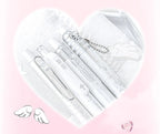 4pcs/set Pearl Angel Gel Pen Set Cute Exam Pens with Wing Design Kawaii Cartoon 0.5mm Black Ink for Kids Back To School Student