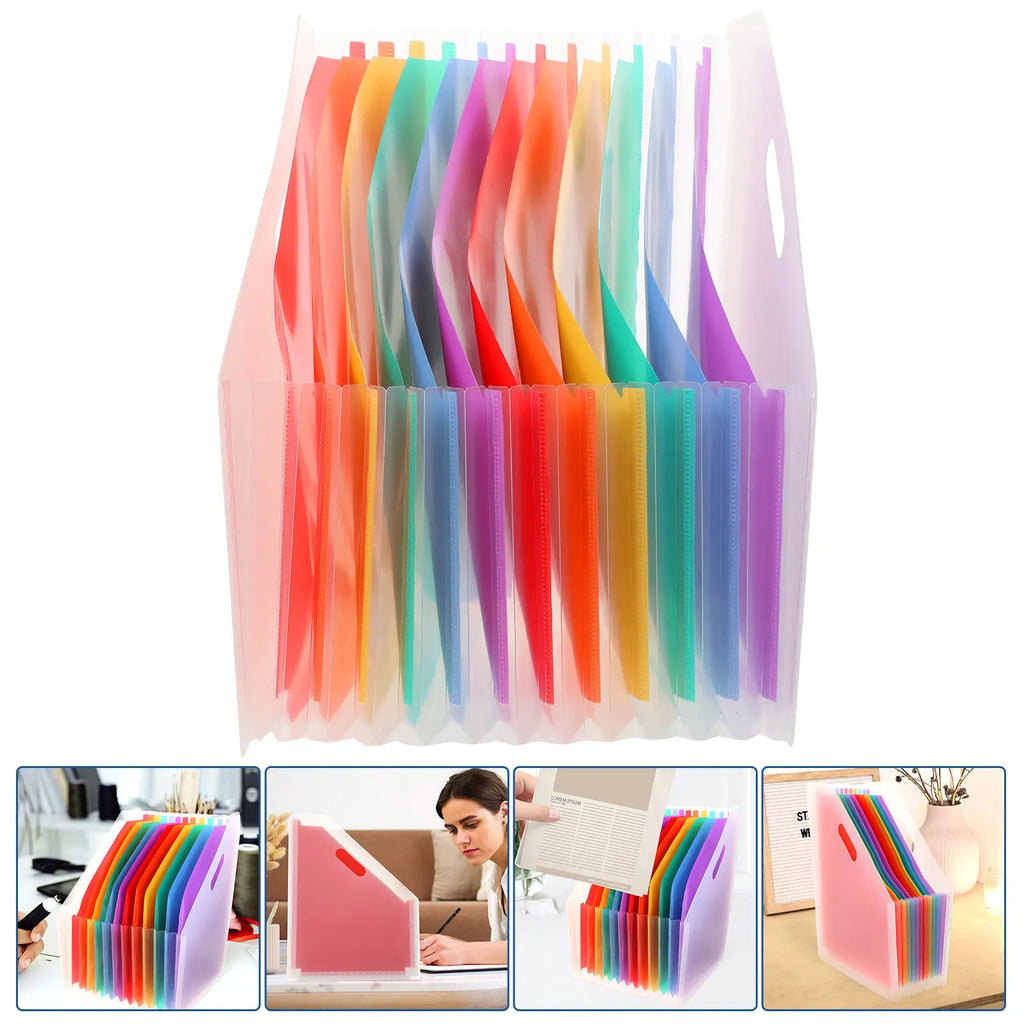 Standing Expandable Accordion File Folder Large Capacity Desktop Organizer for Receipts Checks Deposits Documents Plastic File