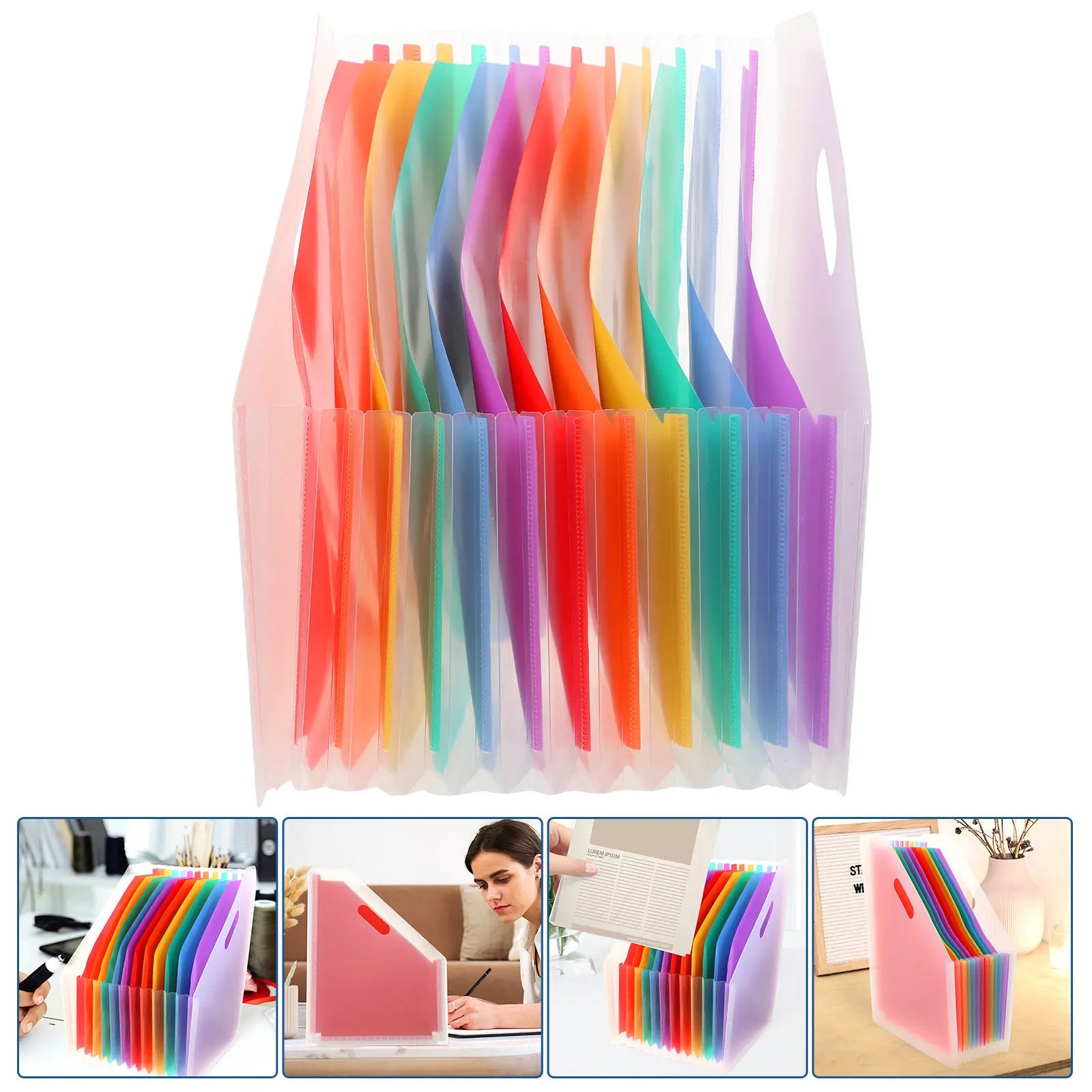Standing Expandable Accordion File Folder Large Capacity Desktop Organizer for Receipts Checks Deposits Documents Plastic File