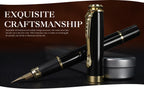 STONEGO 0.38mm Extra Fine Nib Fountain Pen, Black Metal Calligraphy Writing Gift Pen