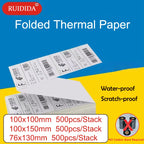 Thermal Paper for Printer Folded Thermal Shipping Label Shipping Barcode Sticker 100x100mm 4x4Inch/100x150mm 4X6Inch/76x130mm
