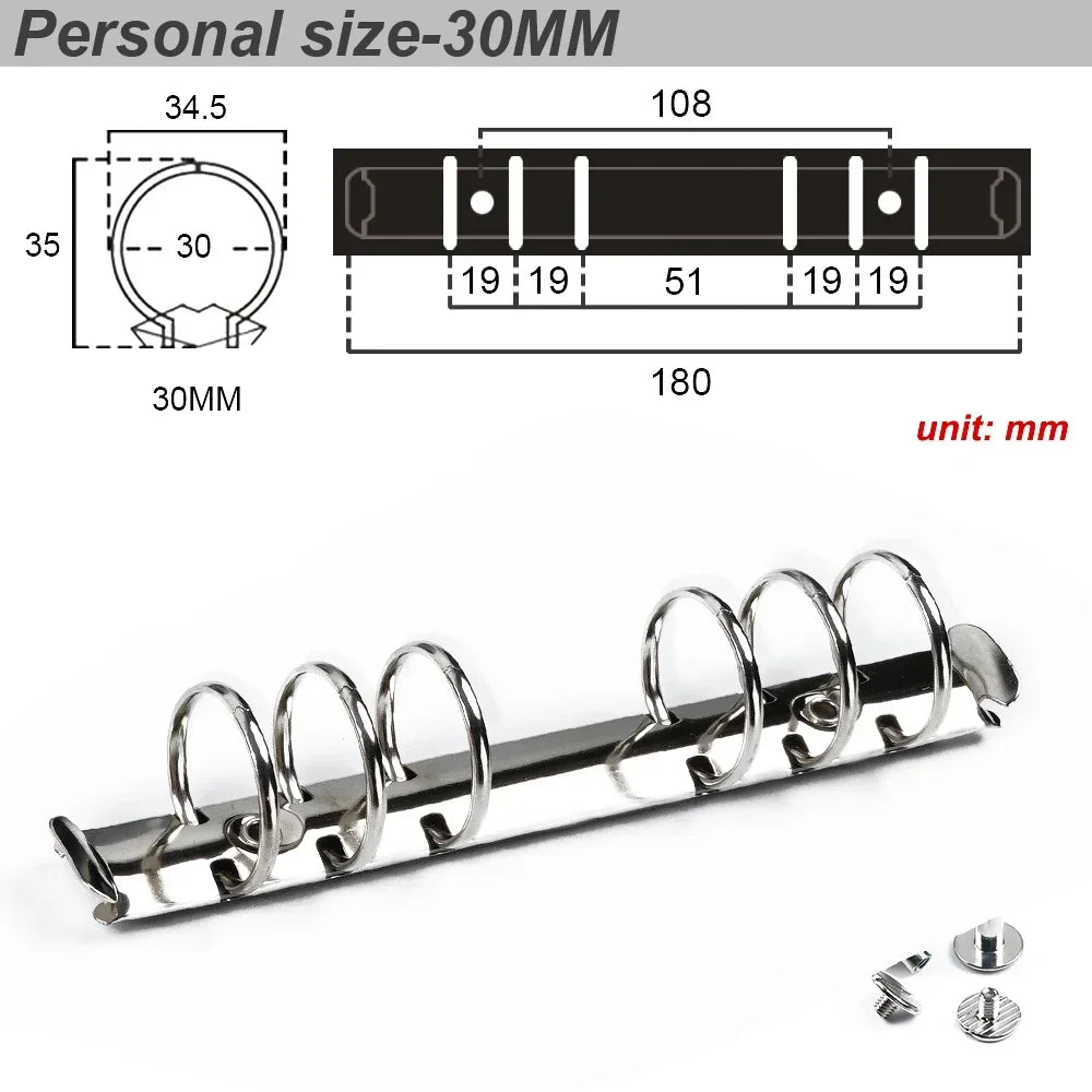 High-quality Metal Ring Binder Clips for Loose Leaf Notebook, Detachable A5 Personal A6 A7 Binder Rings for Planner Accessories