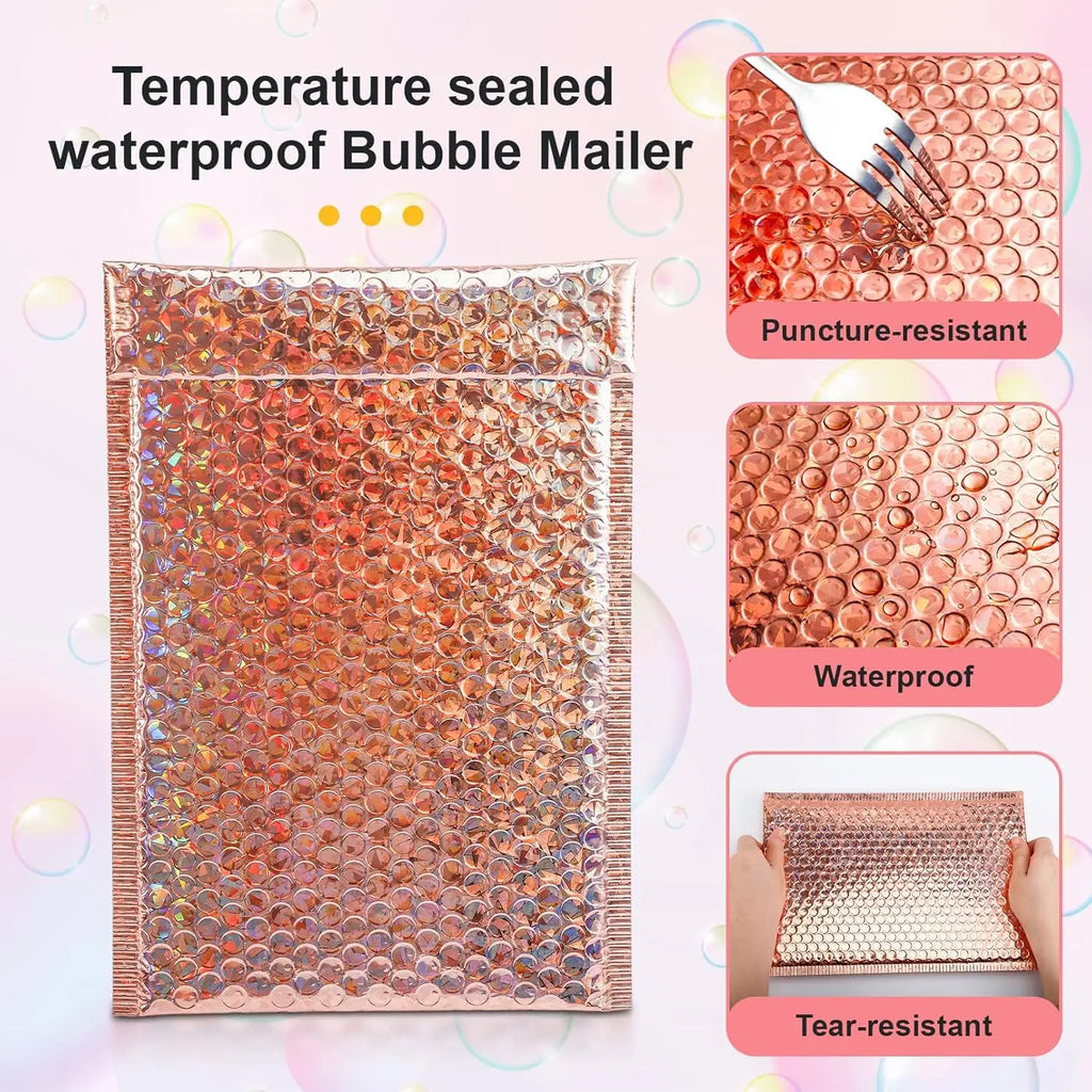 30Pcs Holographic Bubble Mailer Mailing Envelope Thicken Protection Waterproof Padded Bubble Envelopes Pack Bag for Shipping