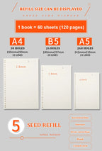 A4/B5/A5 Loose Leaf Refill Binder Notebook Blank/Line/Grid/Cornell Replacable Metal Ring Office&School Supplies Stationery