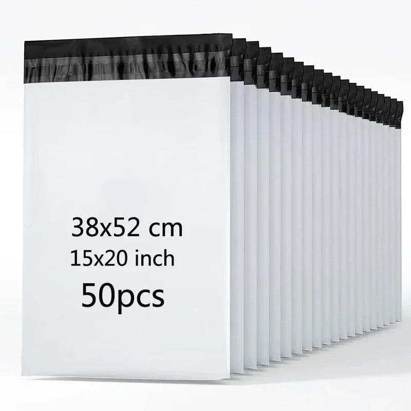 50pcs Solid White Poly Shipping Bag Mailers Mail Courier Bag PE Plastic Express Envelope Storage Bags Self Seal Packing Pouch