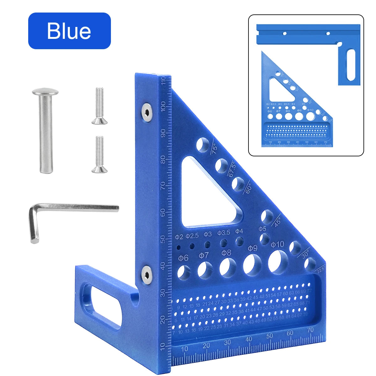 ABS Multi-Angle Measuring Mini Ruler, 45/90 Degree Woodworking Square Protractor, Miter Triangle Ruler Layout Measuring Tool