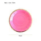 10cm Mini Plate Party Paper Plates Disposable Tableware Birthday Party wedding Decor kids Party Supplies Pink Small Plates 8pcs