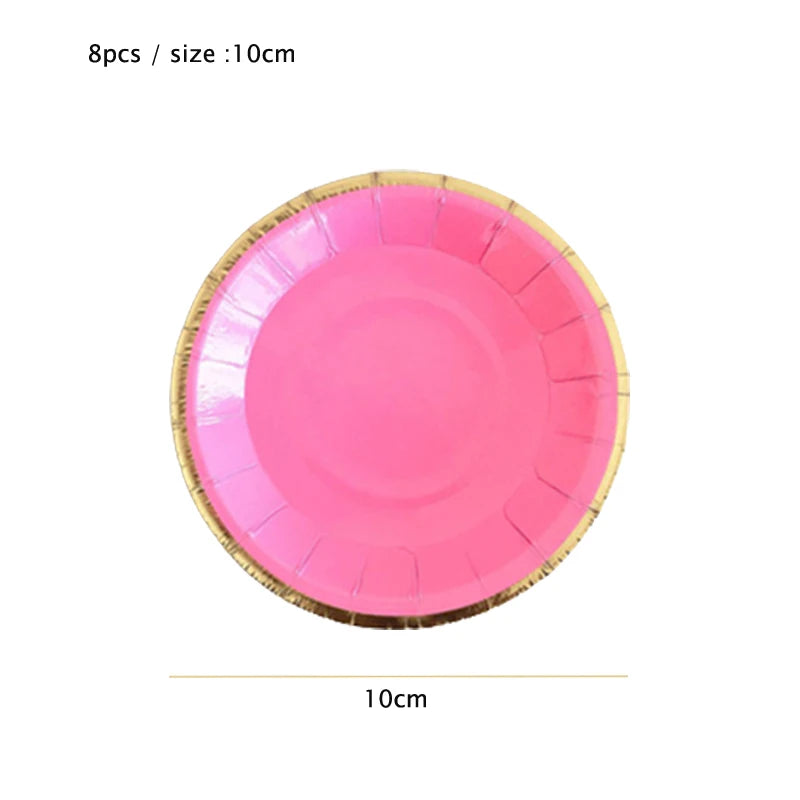 10cm Mini Plate Party Paper Plates Disposable Tableware Birthday Party wedding Decor kids Party Supplies Pink Small Plates 8pcs