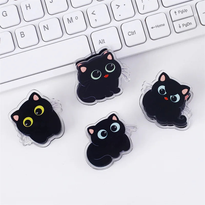 7 pcs Cute cartoon black cat clip acrylic double-sided high-definition pattern paper clip stationery supplies