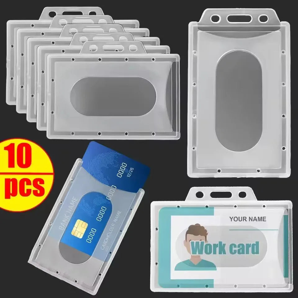 20/5/1PCS Waterproof Clear Plastic PVC ID Card Name Badge Holder Transparent Business Card Sleeve Cover for School Office