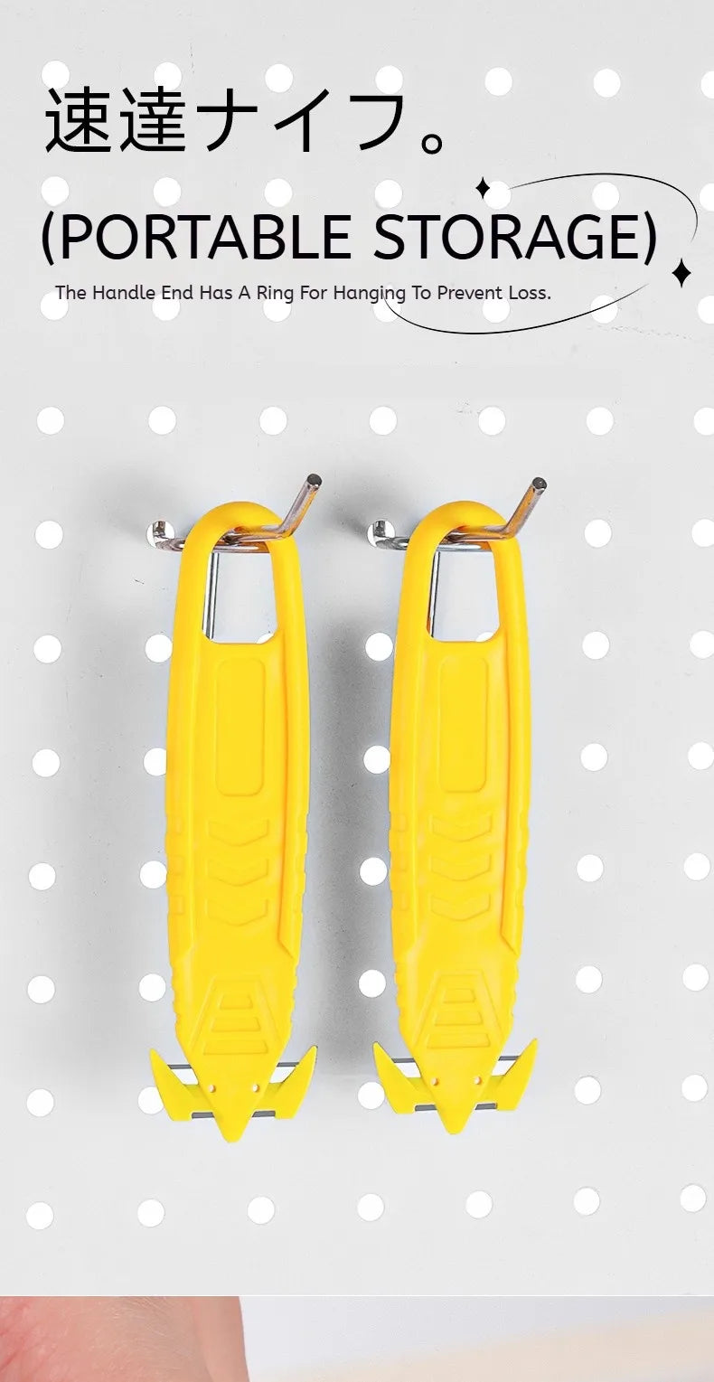 Yellow Safe Portable Box Opener Utility Knife with Plastic Handle And Sharp Blades Office Supply Tool