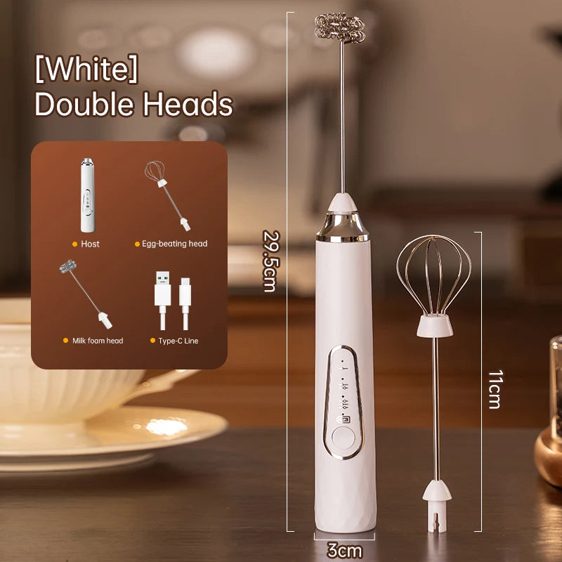 Electric egg beater, milk frother, coffee frother, handheld cordless whipper for egg whites, cream, and cakes, smart mixer.