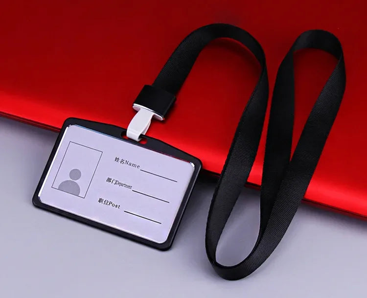 Fashion Card Cover Women Lanyard Aluminum Alloy Work ID Card Holder Business Work Card ID Badge Holder Metal Bags Case