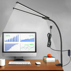 LED Desk Lamp with Clamp Swing Arm Desk Lamps Eye-Caring Dimmable Desk Light with 3 Color Modes and 10 Dimmable led Table lights