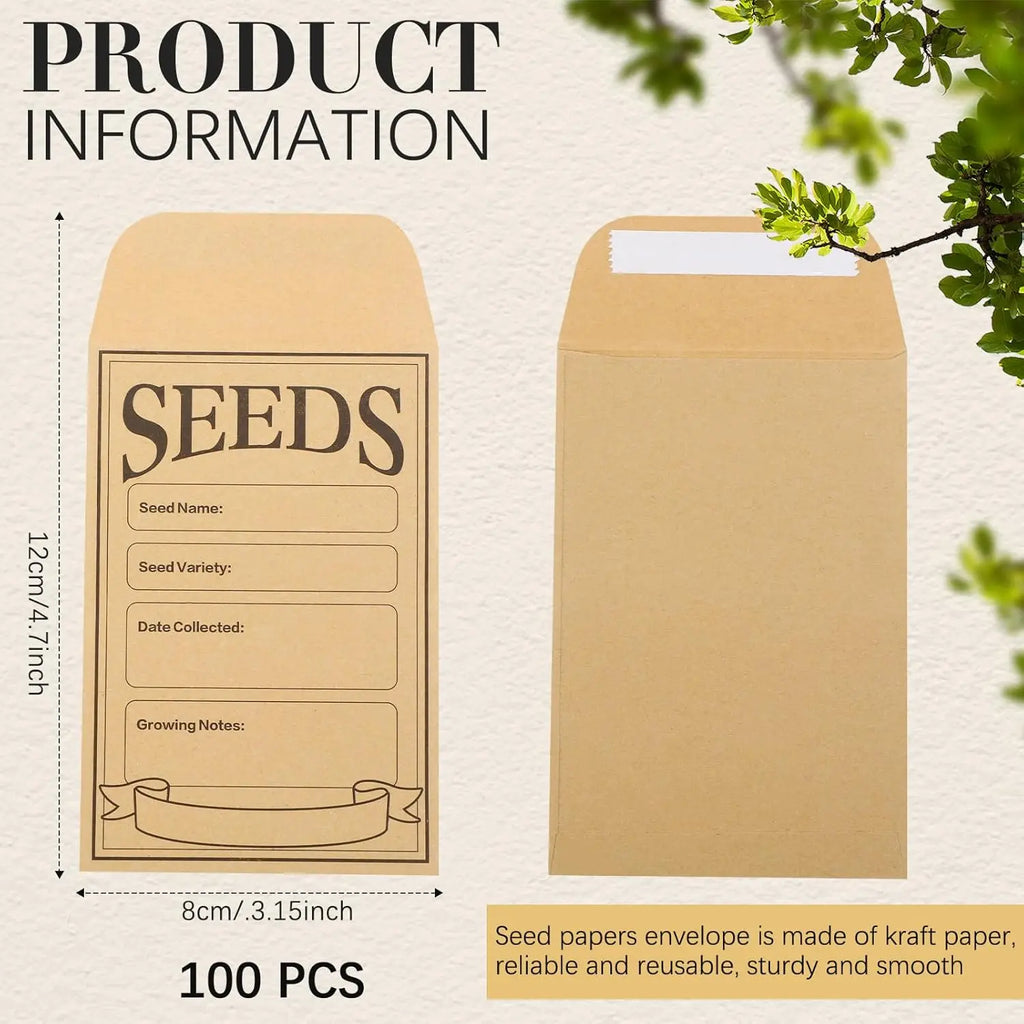 50/100/150 Pcs Seed Envelopes Resealable Seed Packets 3.15 X 4.72 Inch Secure Tiny Seal Saving Envelopes (Brown) For Gardening