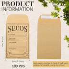 50/100/150 Pcs Seed Envelopes Resealable Seed Packets 3.15 X 4.72 Inch Secure Tiny Seal Saving Envelopes (Brown) For Gardening