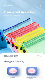 Zipper Documents Bag A4/A5 Plastic Folders A3 Transparent Waterproo File Organize Storage Bag School Office Stationery Supplies