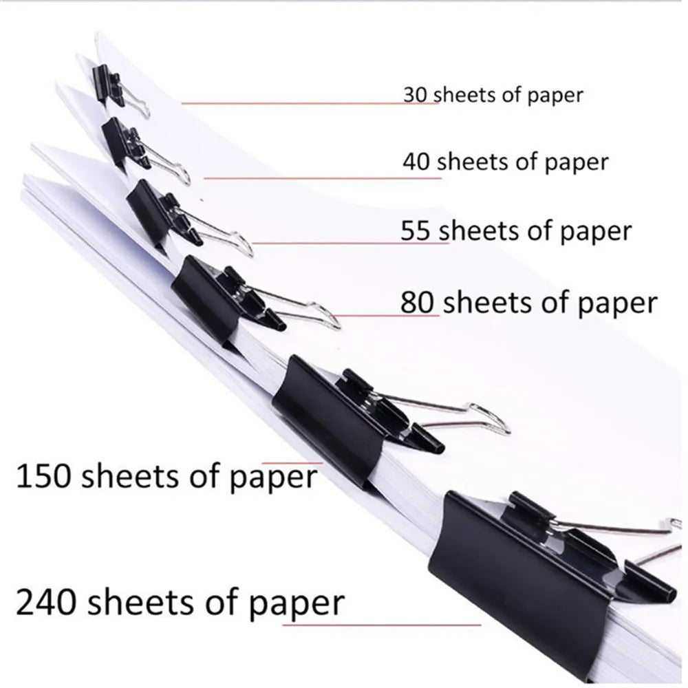 15mm/19mm/25mm/32mm/41mm/51mm Black Metal Binder Clips Long Tail Clip Folder Bookmark Paper Ticket Clip