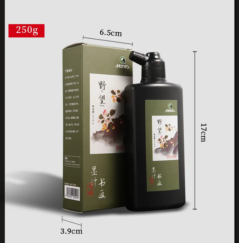 Professional Traditional Black Liquid Ink Chinese Calligraphy Sumi Painting Water-Based Drawing Ink for Writing Art Creation