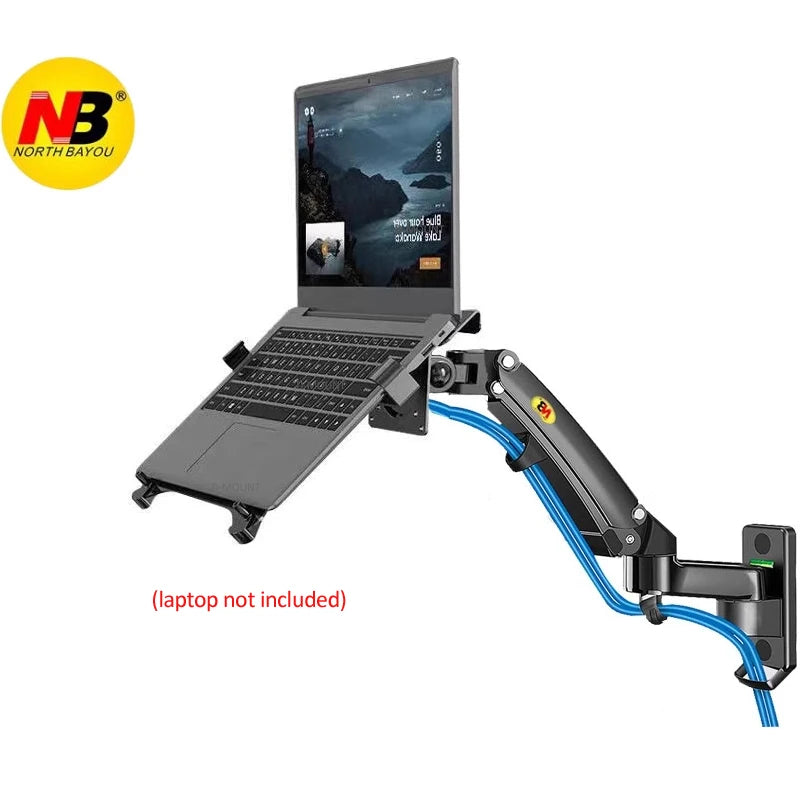NB F150 F15T 3-12kg 100x100 Gas Spring Dual Arm Laptop Wall Mounted Bracket 13'-27' Notebook Holder Stand Aluminum Retractable