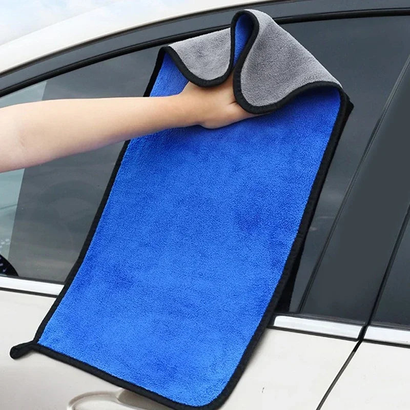 1/5pcs Microfiber Car Washing Towel Soft Quick Drying Windows Mirrors Wiping Rags Home Double Layer Cleaning Cloths 500GSM